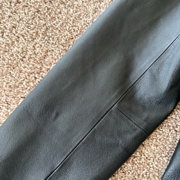 Kim Rogers Women Black 90s Western Genuine Leather Trench Coat Size L Vintage - Picture 8 of 9